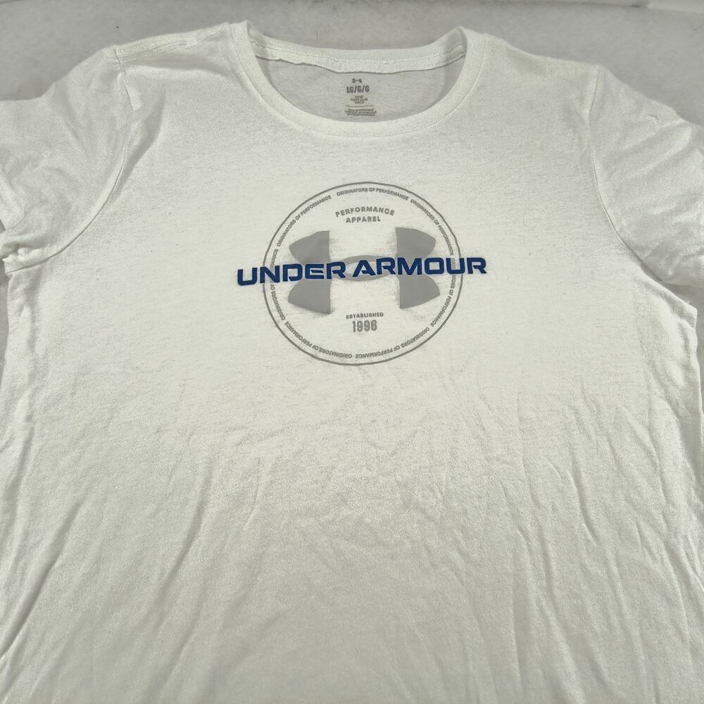 Under Armour Graphic Crew Neck Short Sleeve T Shirt Womens Size Large L White